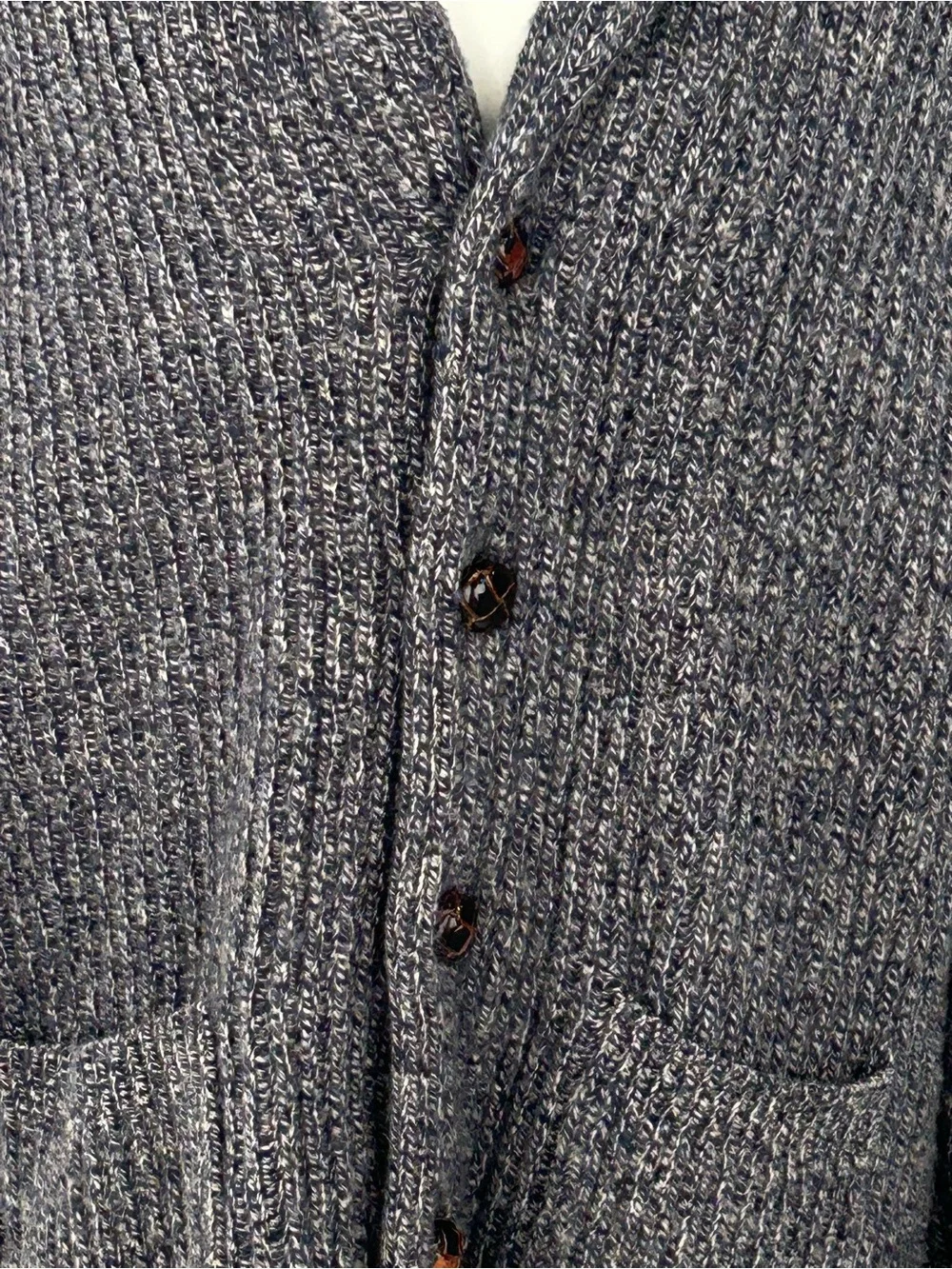 J.Crew Rugged Merino Wool Shawl Collar Cardigan Sweater Blue Gray L